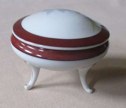 Vintage Porcelain Gold Floral  Footed Trinket Jewelry Box