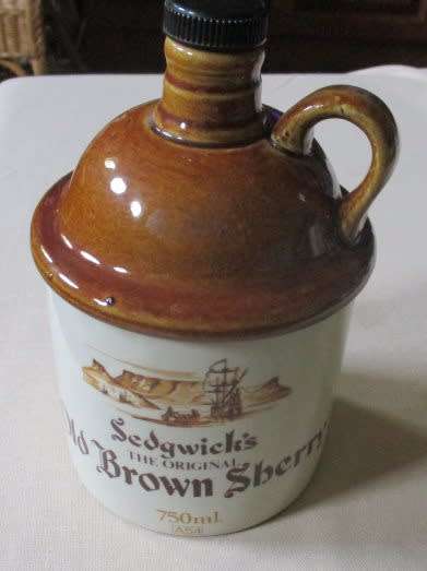 Vintage S.A. Sedgwick's The Original Old Brown Sherry - Ceramic Oudekaap Stoneware Bottle/Holder