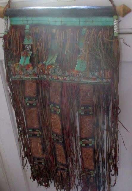 VINTAGE 1950`S TAUREG TRIBE LEATHER TENT DECOR PANEL \ MALI \ NIGER\ SAHARA \ DESERT ETHNIC  RARE FI