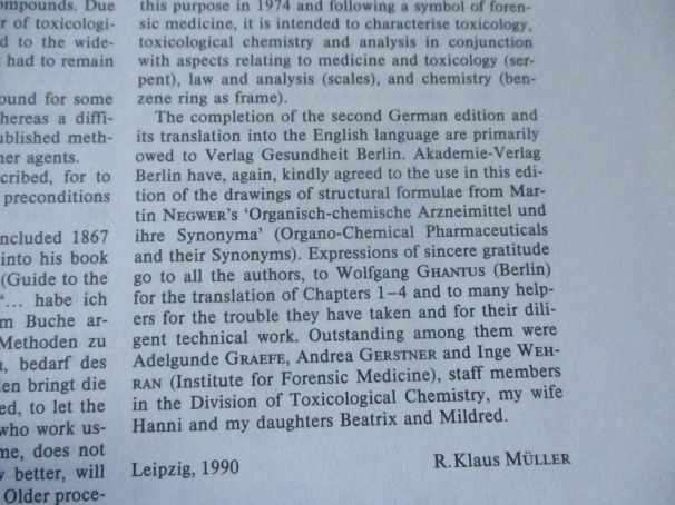 TOXICOLOGICAL ANALYSIS - EDITED BY R KLAUS MULLER