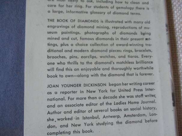 THE BOOK OF DIAMONDS - THEIR HISTORY AND ROMANCE FROM ANCIENT INDIA TO MODERN TIMES - JOAN YOUNGER .