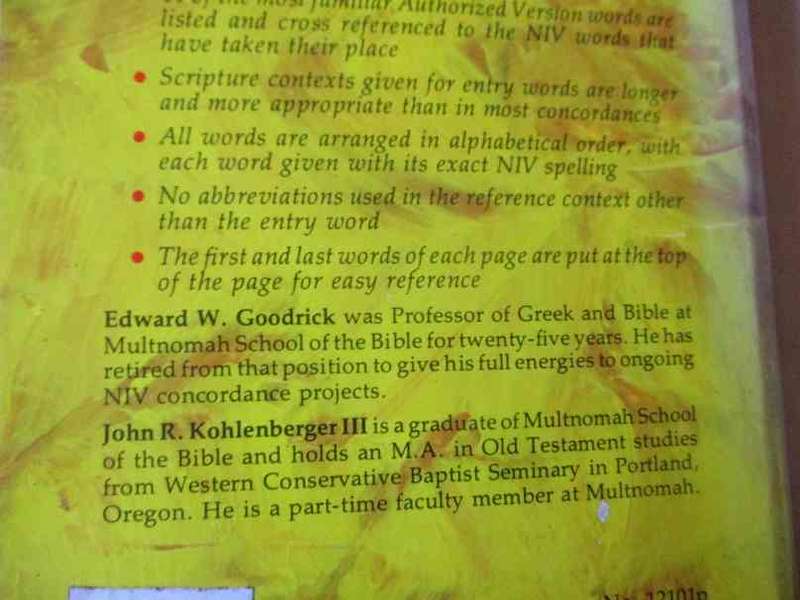 THE NIV HANDY CONCORDANCE - EDWARD W GOODRICK