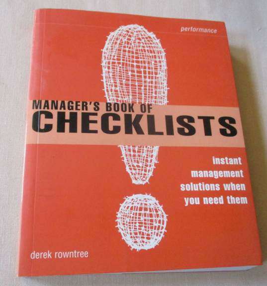 MANAGER`S BOOK OF CHECKLISTS - INSTANT MANAGEMENT SOLUTIONS WHEN YOU NEED THEM - DEREK ROWNTREE