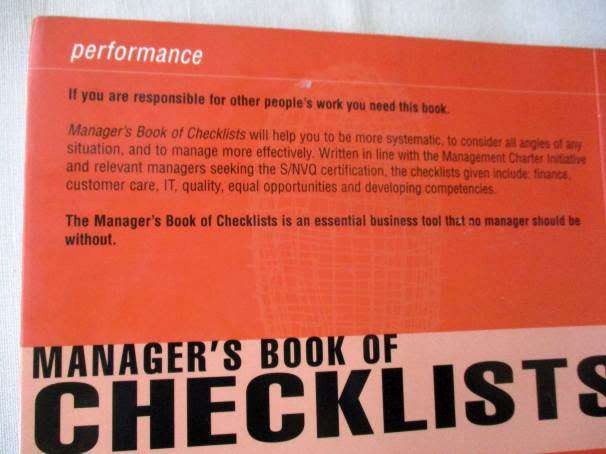 MANAGER`S BOOK OF CHECKLISTS - INSTANT MANAGEMENT SOLUTIONS WHEN YOU NEED THEM - DEREK ROWNTREE