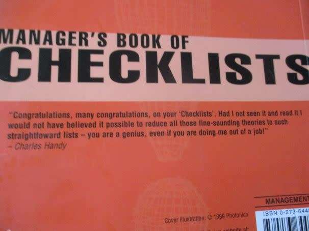 MANAGER`S BOOK OF CHECKLISTS - INSTANT MANAGEMENT SOLUTIONS WHEN YOU NEED THEM - DEREK ROWNTREE