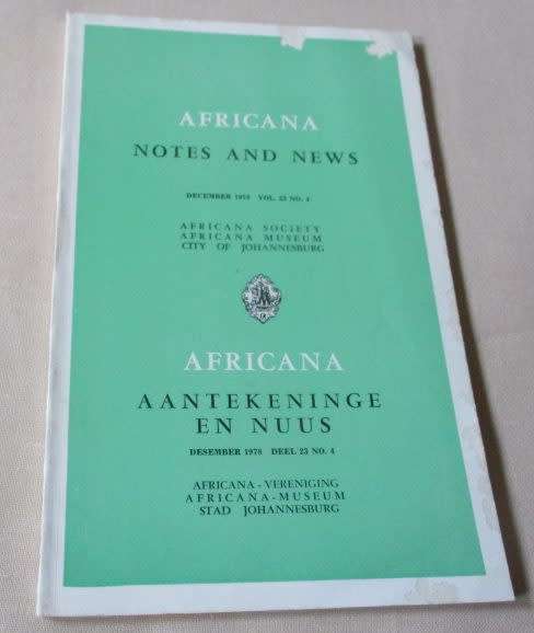 AFRICANA AANTEKENINGE EN NUUS / AFRICANA NOTES AND NEWS DECEMBER 1978