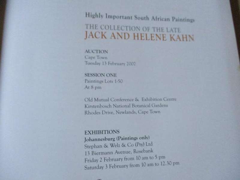 HIGHLY IMPORTANT SOUTH AFRICAN PAINTINGS - THE COLLECTION OF THE LATE JACK AND HELEN KAHN -