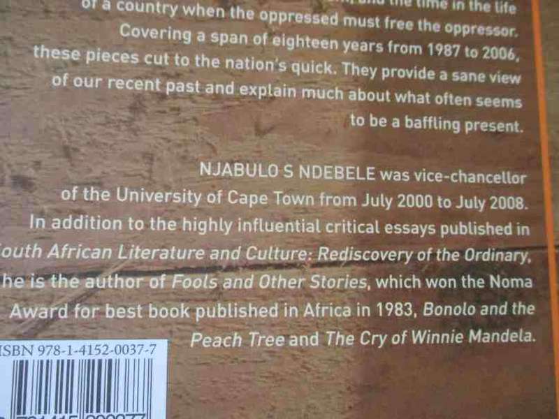 FINE LINES FROM THE BOX - FURTHER THOUGHTS ABOUT OUR COUNTRY - NJABULO S NDEBELE ( SIGNED )