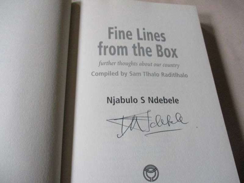 FINE LINES FROM THE BOX - FURTHER THOUGHTS ABOUT OUR COUNTRY - NJABULO S NDEBELE ( SIGNED )