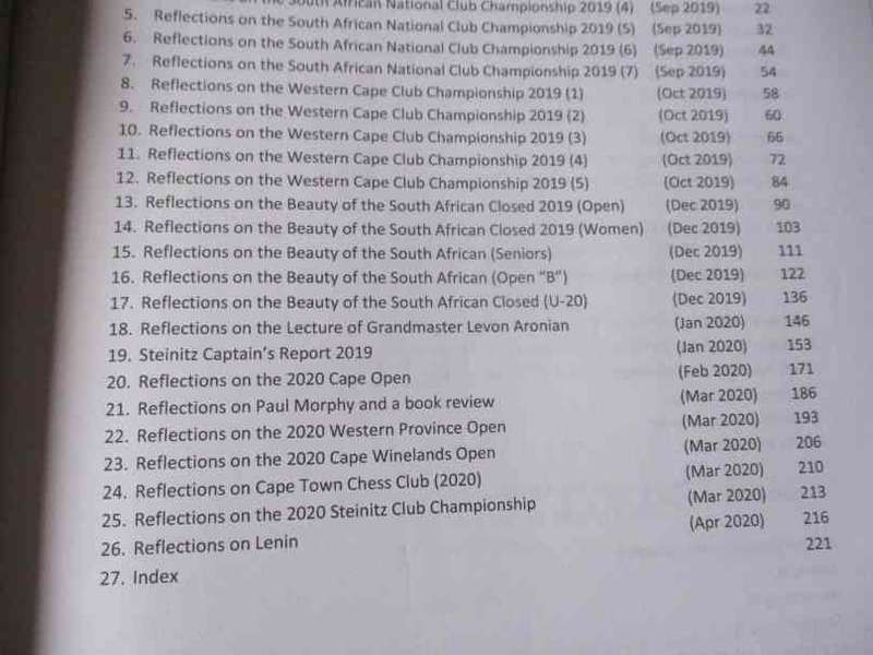 REFLECTIONS ON CHESS IN THE RAINBOW NATION 2020 VOLUME 1 -  Dr LYNDON BOUAH ( SIGNED )
