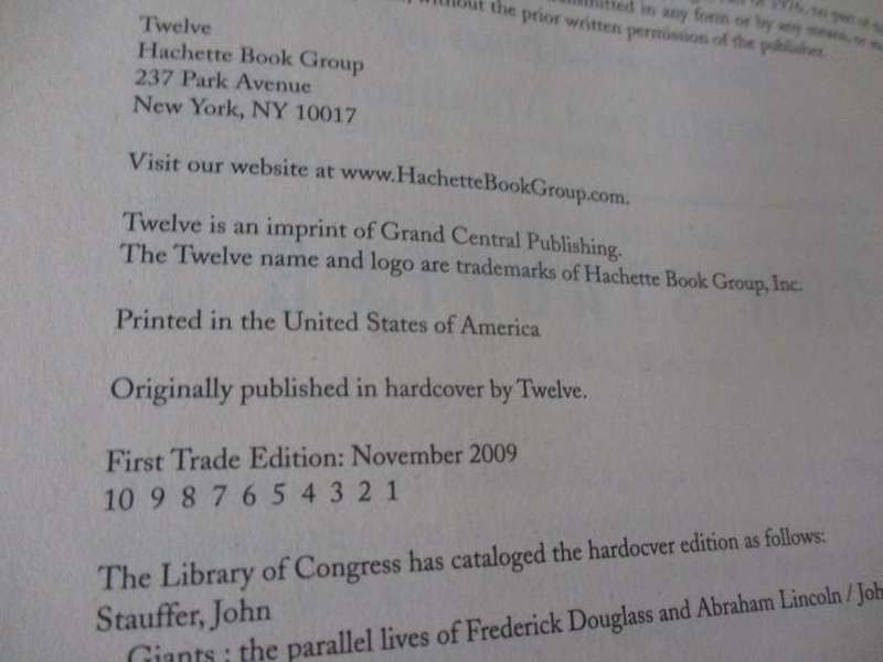 GIANTS - THE PARALLEL LIVES OF FREDERICK DOUGLASS AND ABRAHAM LINCOLN - JOHN STAUFFER