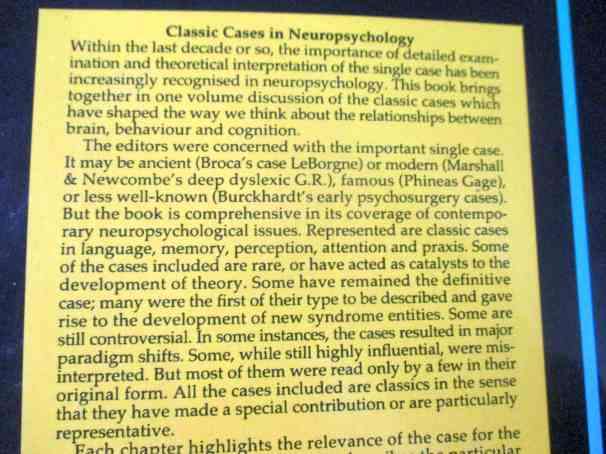 CLASSIC CASES OF NEUROPSYCHOLOGY - CHRIS CODE