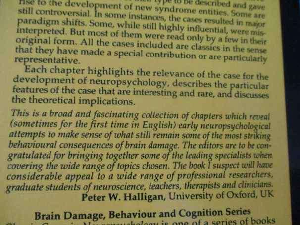 CLASSIC CASES OF NEUROPSYCHOLOGY - CHRIS CODE