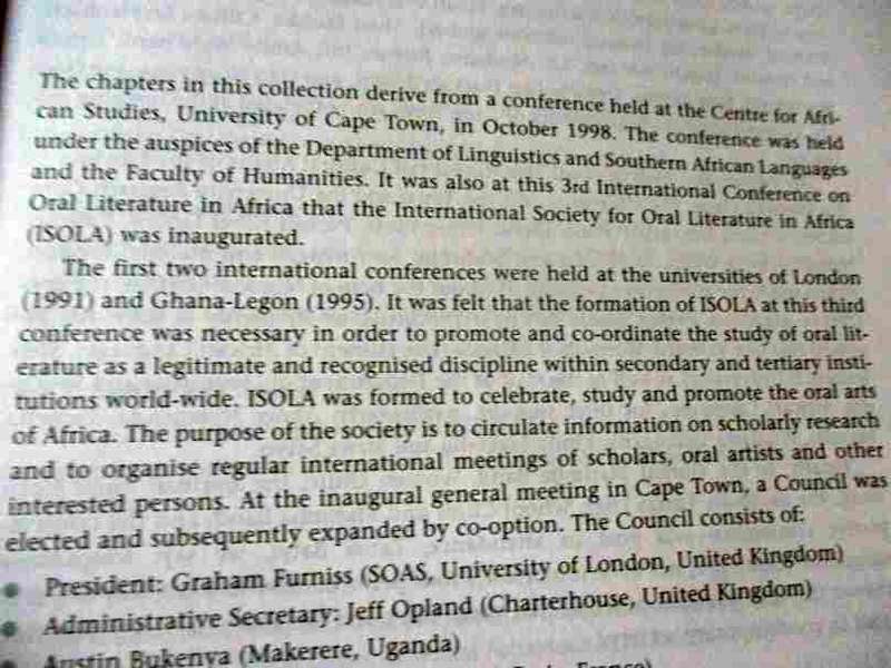 AFRICAN ORAL LITERATURE - FUNCTIONS IN CONTEMPORARY CONTEXTS - RUSSELL H KASCHULA