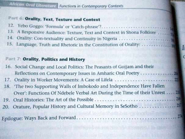 AFRICAN ORAL LITERATURE - FUNCTIONS IN CONTEMPORARY CONTEXTS - RUSSELL H KASCHULA