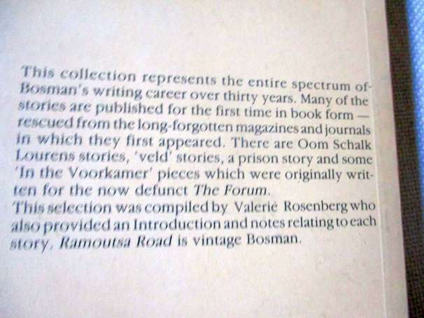 RAMOUTSA ROAD AND OTHER RE-COLLECTED STORIES - HERMAN CHARLES BOSMAN