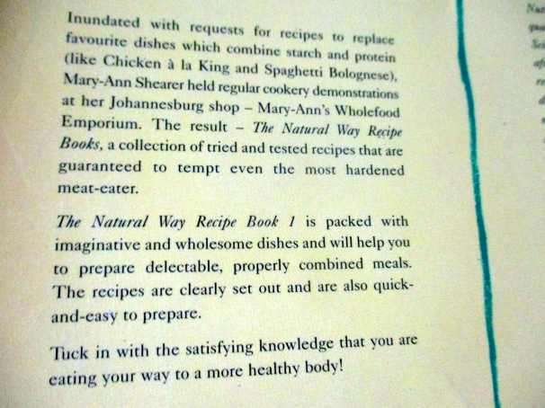 THE NATURAL WAY RECIPE BOOK 1 - MARY-ANN SHEARER