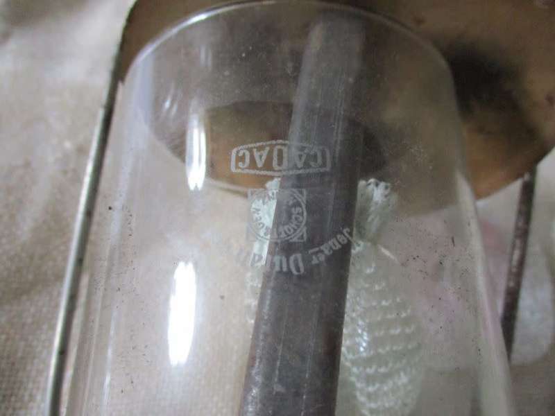 VINTAGE CADAC LAMP WITH ENAMEL TOP PLUS 3 MANTELS