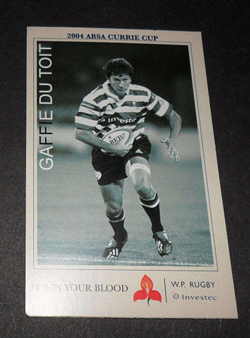 GAFFIE DU TOIT WP 2004 CURRIE CUP SUPER SPORT CARD