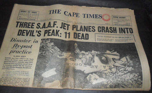 THE CAPE TIMES  27 MAY 1971 - S.A.A.F.  JET CRASH