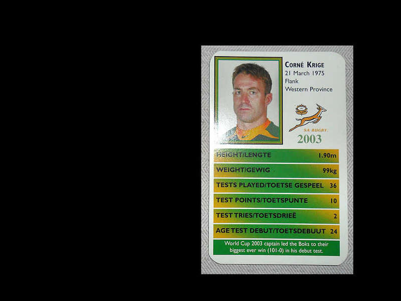 CORNE' KRIGE - SPRINGBOK - RUGBY WORLD CUP 2003