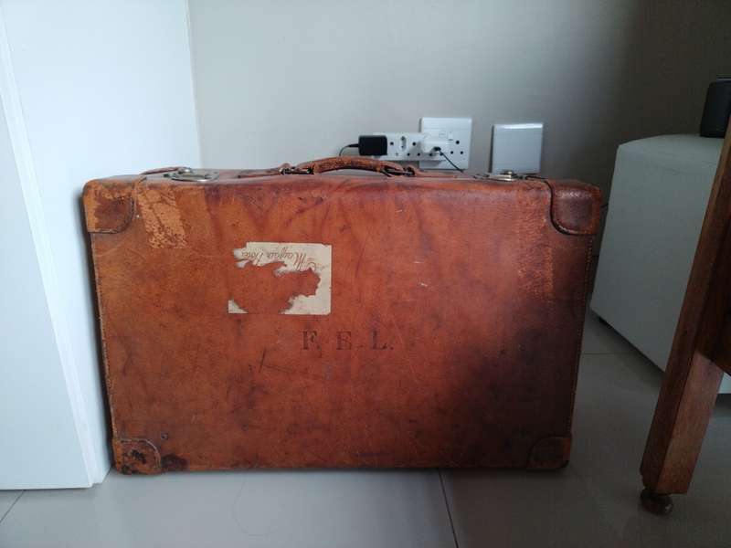 Antique British made leather suitcase