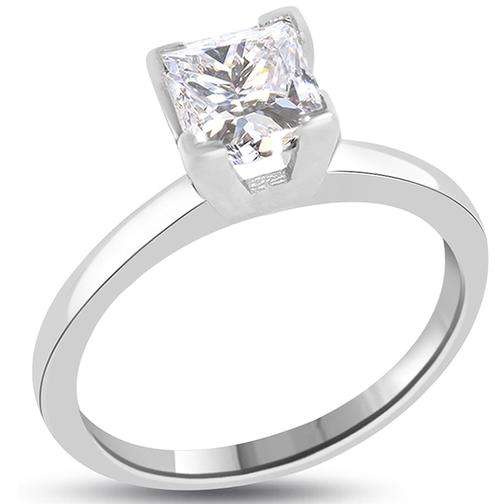 1.03 CT D/SI1 PRINCESS DIAMOND SOLITAIRE ENGAGEMENT RING 14K WHITE GOLD