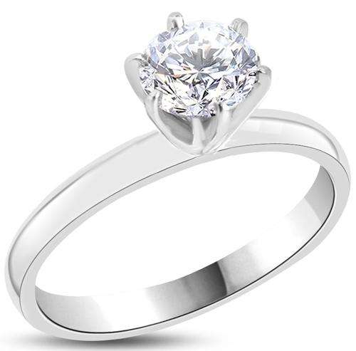 1.02 CT D/SI1 ROUND DIAMOND SOLITAIRE ENGAGEMENT RING 14K WHITE GOLD