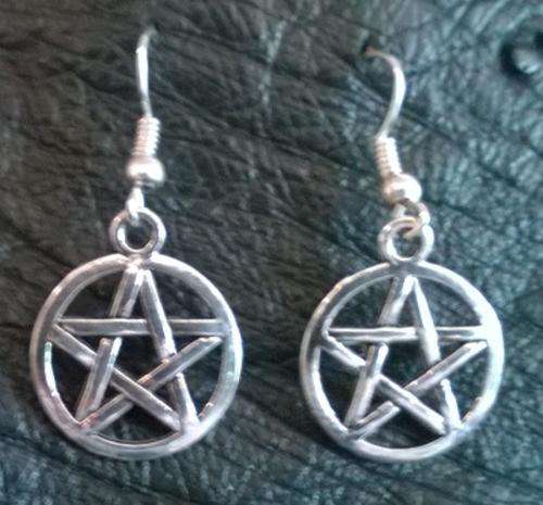 Sterling Silver Pentacle Pendant with Diamonds & Green Agate