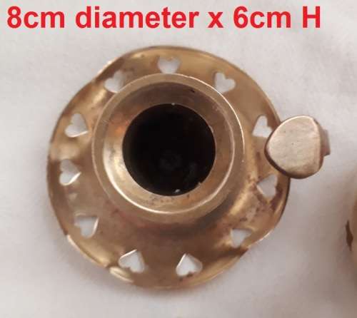Vintage Hand crafted Set Candle Holders Heart Design Brass Religious Diya and Moon Stars for Home De
