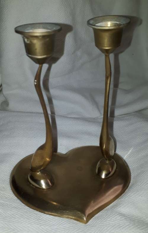 Vintage Brass Flamingo Love Heart Gift Wedding Candle Stand Candle Holder for Home Decor