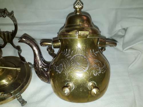 Rare Find Brass Tilting Teapot on Stand with Burner