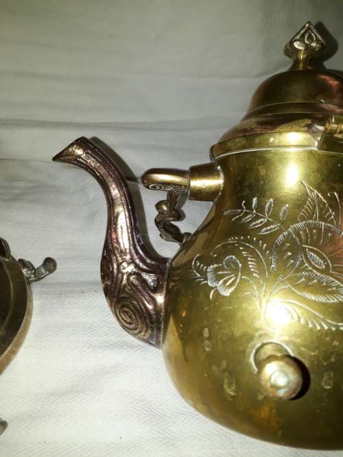 Rare Find Brass Tilting Teapot on Stand with Burner