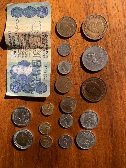 Old South African coins and notes