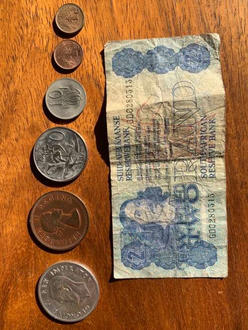 Old South African coins and notes