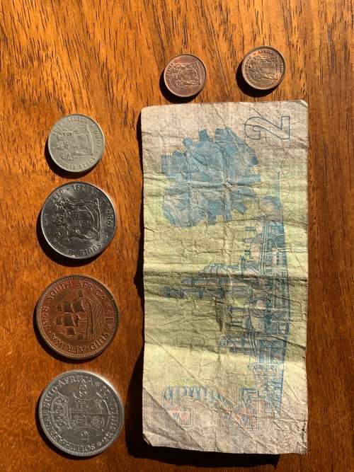 Old South African coins and notes