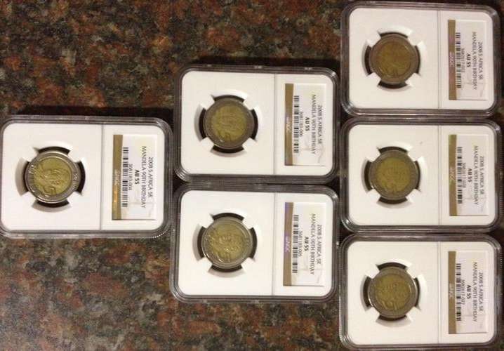 6 x 2008 Mandela 90th Birthday coins AU 55 - 1 Bid = 1 Coin