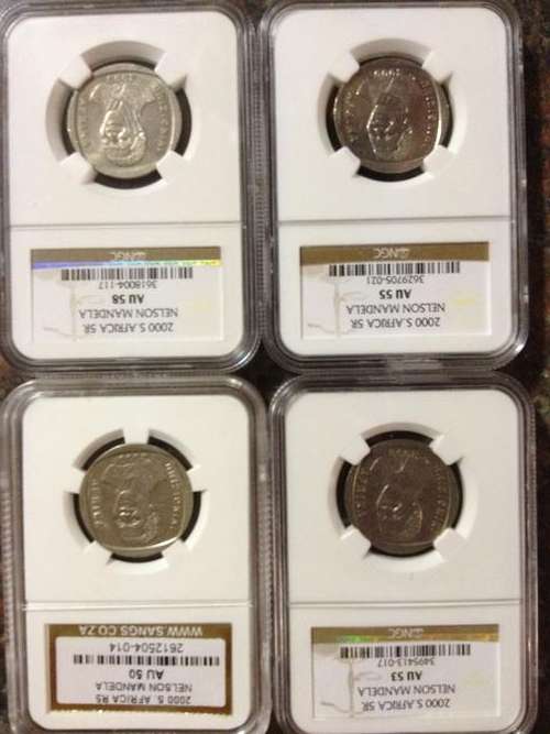 One of a kind set of 2000 Smiley R5 coins (4 coins) AU 50 + AU 53 + AU 55 + AU 58
