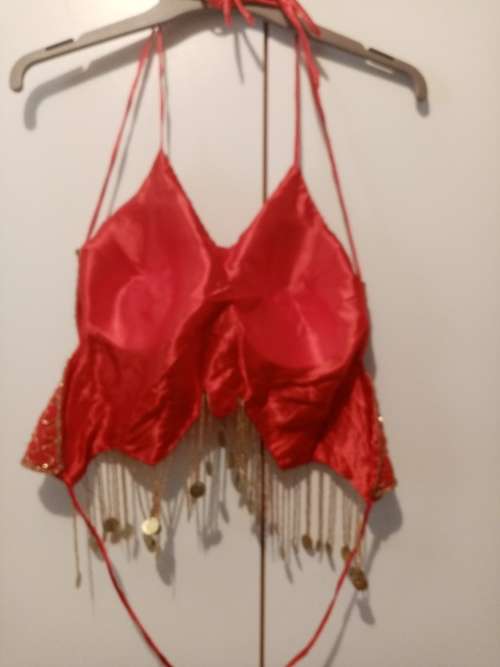 Red embellished belly dance top 32-34