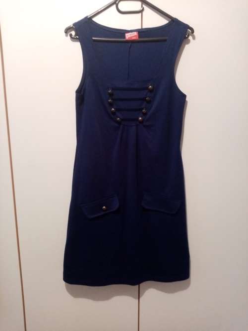Blue knit dress with button detail 32