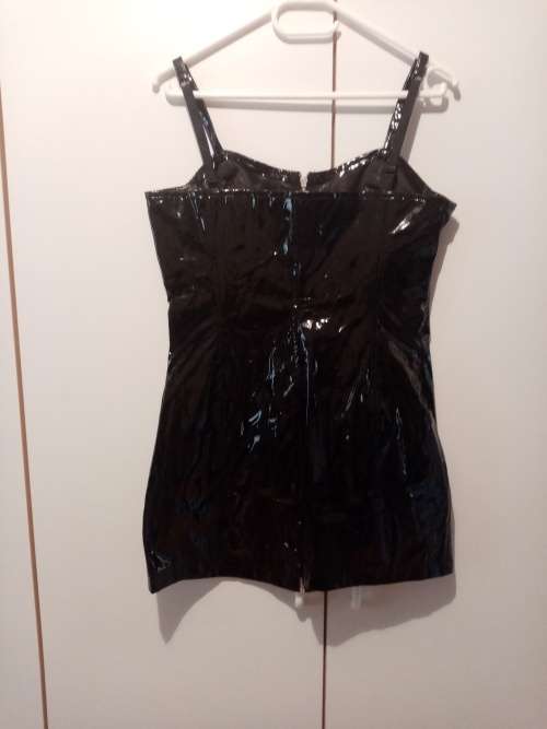 Black latex midi dress 34-36 New imported