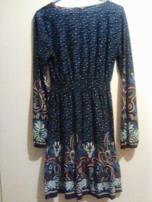 Blue printed long sleeve dress 34