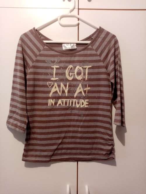 Grey and brown striped top L