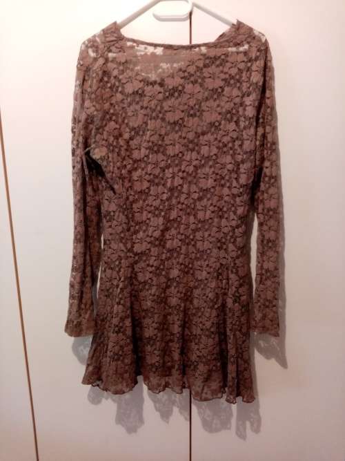 Brown long lace top/dress with underdress 16