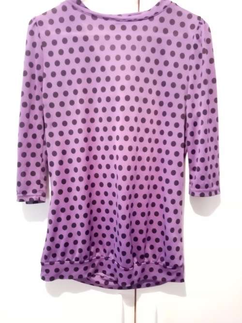 Lilac polka dot top with neck tie S