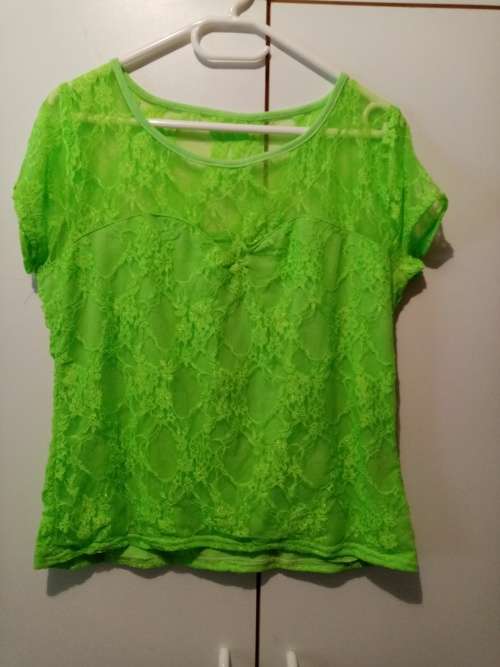 Neon green lace top XL