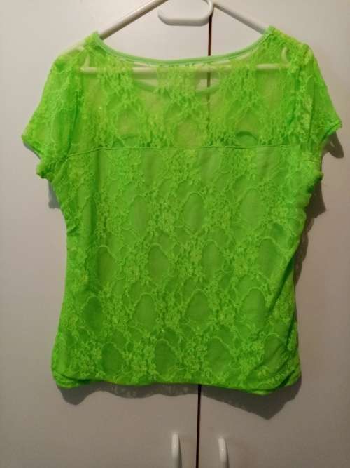 Neon green lace top XL