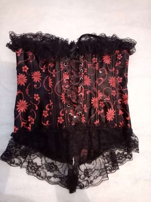 Satin boned bustier with lace trim