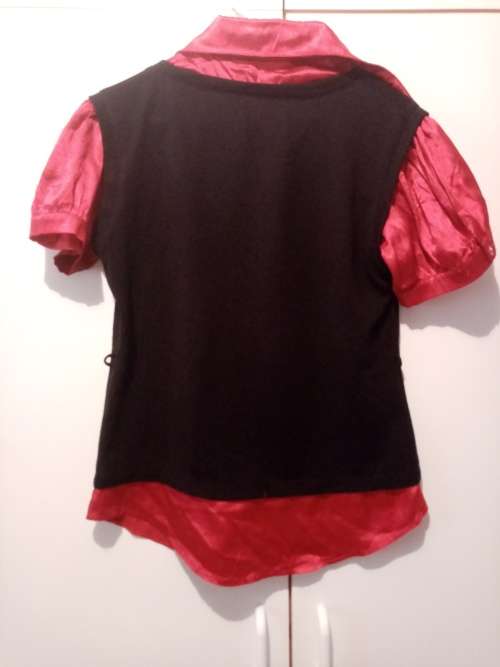 Red Satin and black top XXL