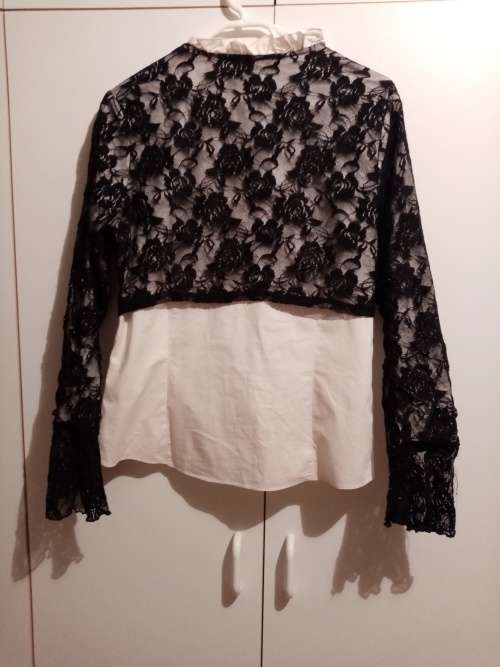 White shirt with lace overlay M
